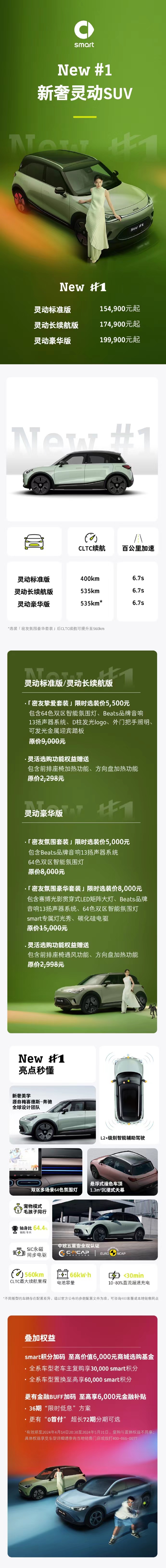 smart 精灵#1 / 精灵#3 新车型上市，售价 15.49 万元起