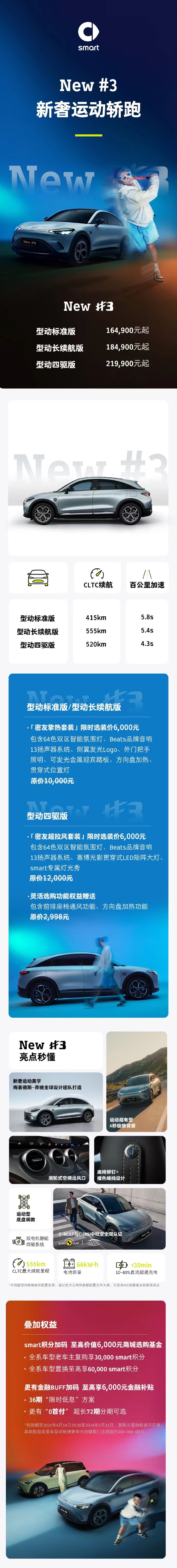 smart 精灵#1 / 精灵#3 新车型上市，售价 15.49 万元起