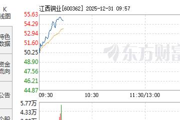 有色金属板块震荡走强,江西铜业盘中触及涨停